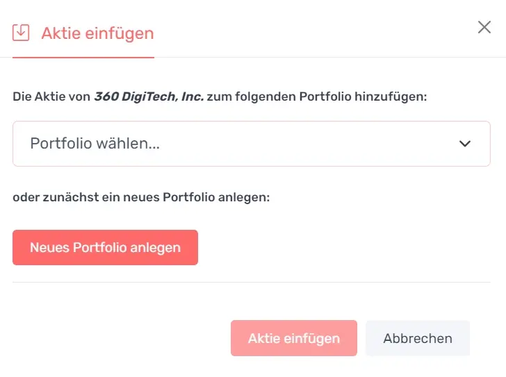 Hinzufügen einer Aktie