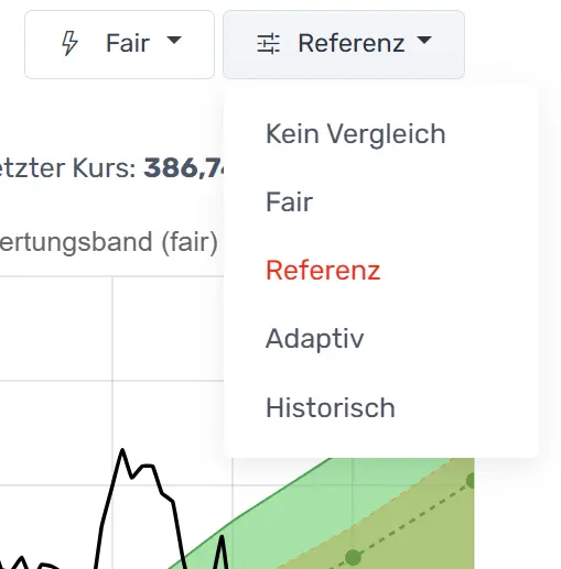Dropdown-Feld zur Auswahl einer weiteren Berechnungsart