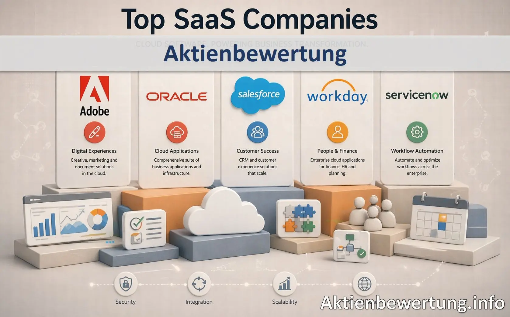 Titelbild zu Youtube-Video Aktien der Top Software-Unternehmen (SaaS) - Bewertung und Qualität. Teil 1